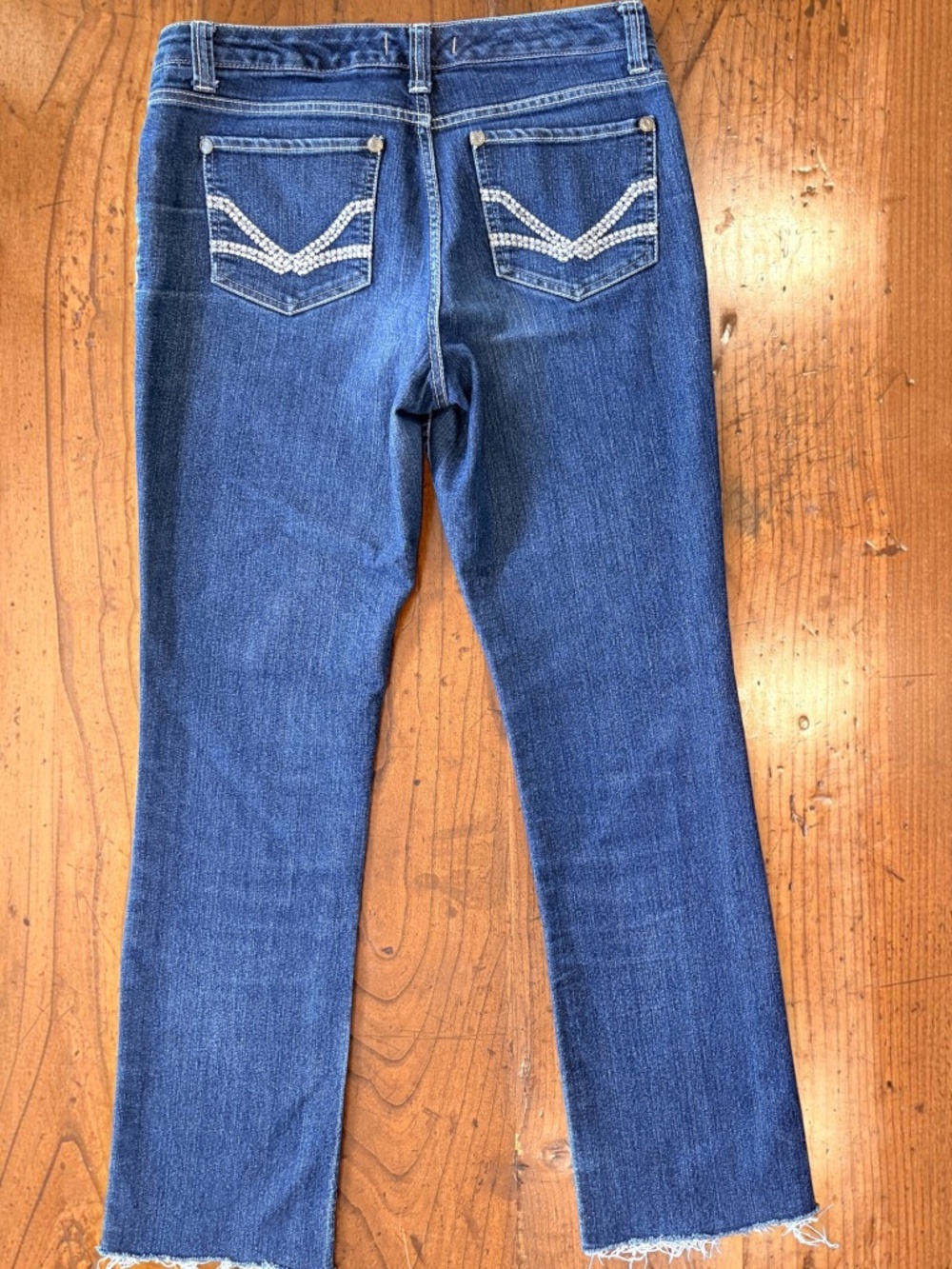 Vintage Nine West Straight Jeans Blue Denim Frayed Raw Hem Stretch 28 Size 6